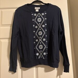 Alfred Dunner Navy Crewneck Sweatshirt